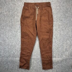 Quince Orange Rust Linen Drawstring Jogger Pants Men Small Drawstring Breathable